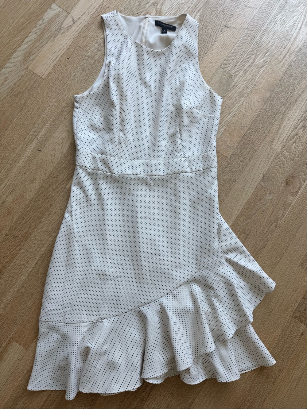 Banana Republic Cream Mini Dress with Black Microdot Print